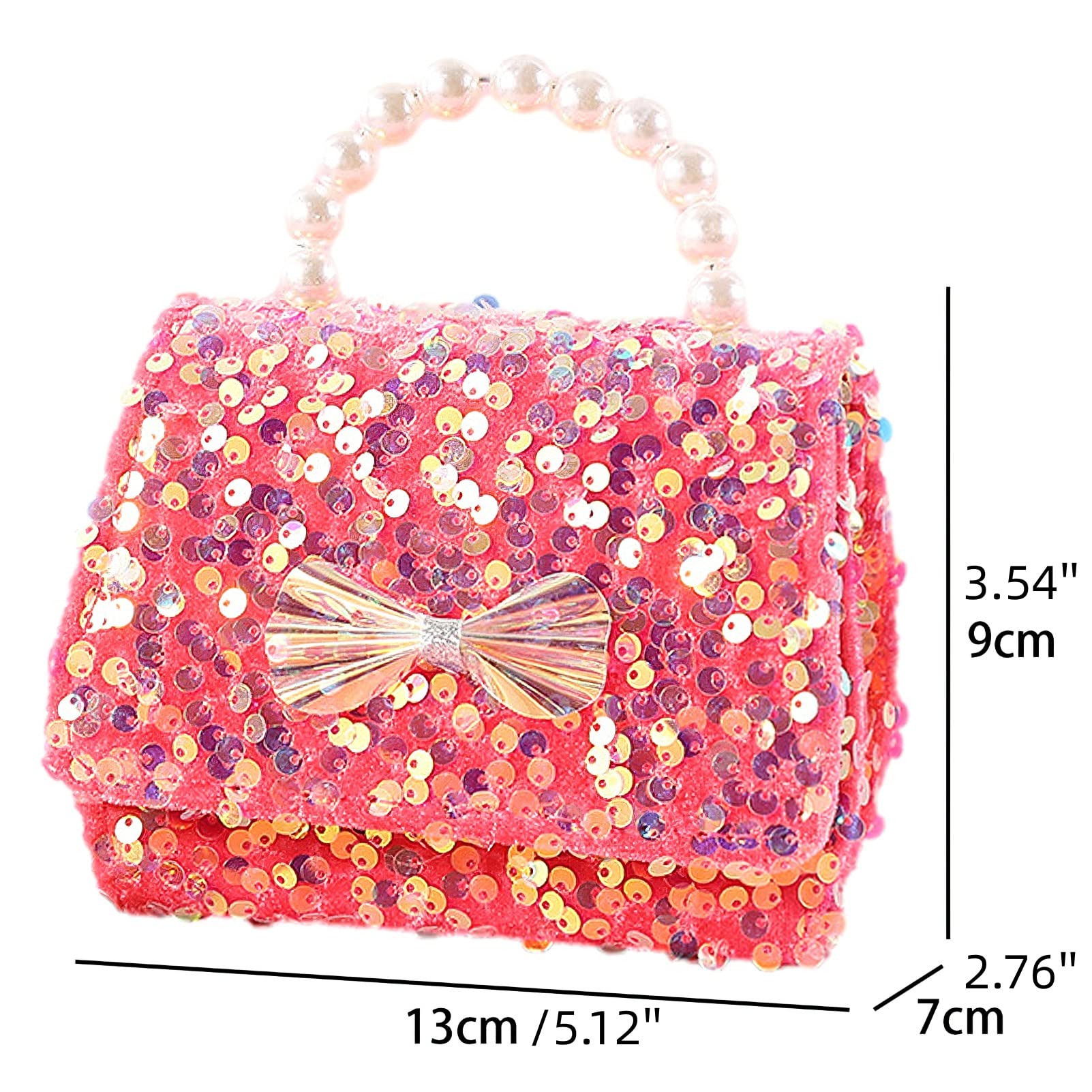 Bowknot Geldbörse für Kleine Mädchen Mikrofaser Umhängetasche Pailletten Crossbody-Tasche Glitter Wallet Perle Handtasche für Kinder