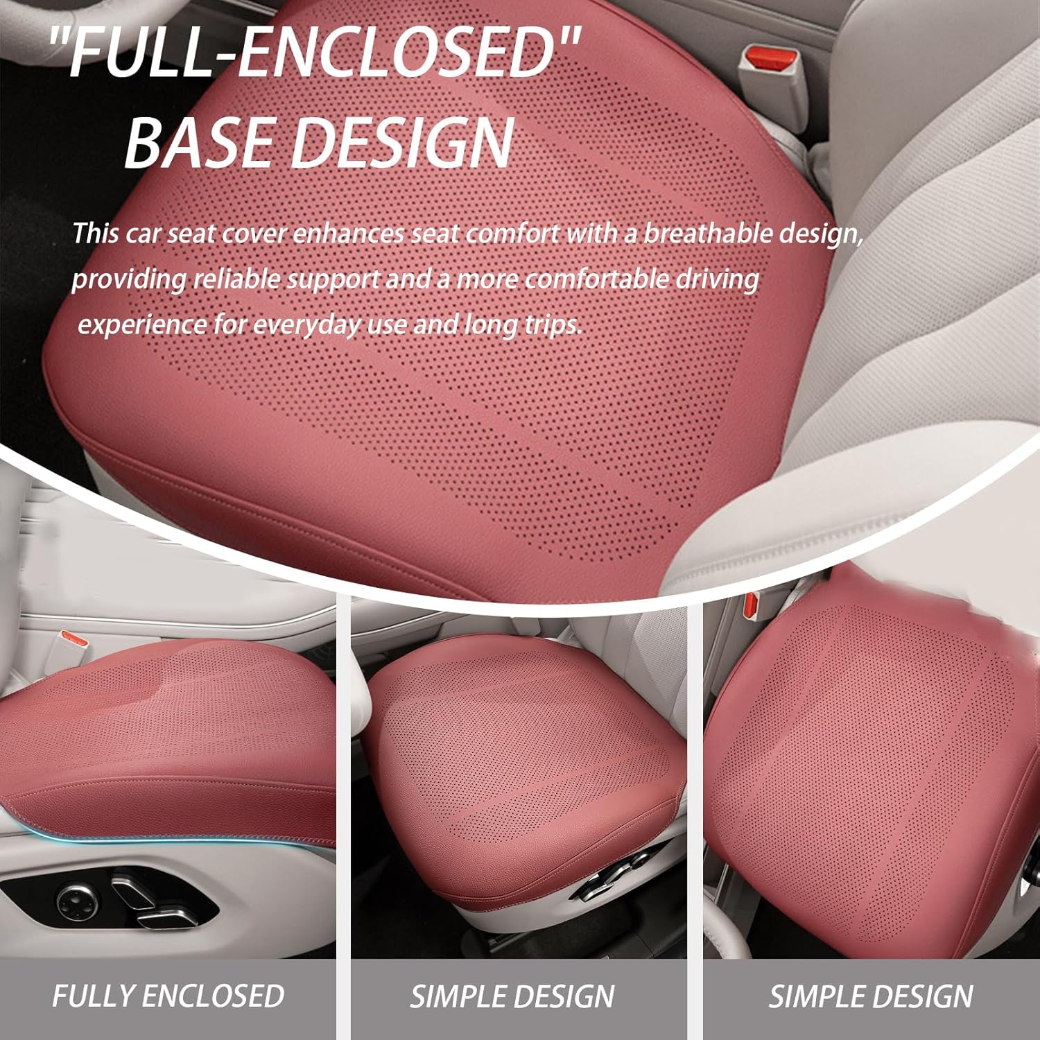 Leather Front Car Seat Covers for Tesla Model X 2015-2020 2021 2022 2023 2024 2025 2026, Bottom Car Seat Covers Fully Wrapped, Seat Cushion Cover, Auto Seat Cushion Pad Mat for Most Vehicles