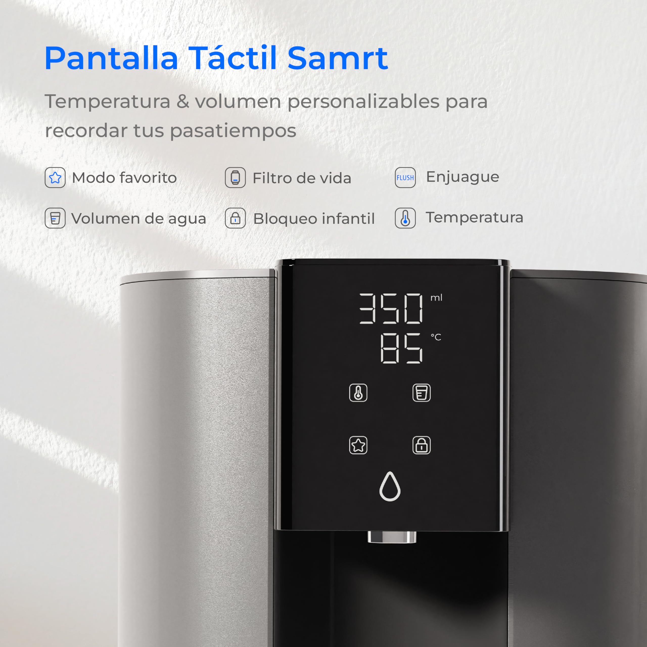 Waterdrop CoreRO Encimera Osmosis Inversa Sistema,Caliente Instantáneo Dispensador de Agua,5 Opciones de Temperatura,RO de Encimera C1H de 6 Etapas,3:1 Puro para Drenar,WD-C1H | Reduce PFAS, Sin Instalación, Relación 3:1 Pura/Descarga, Certificado NSF/ANS