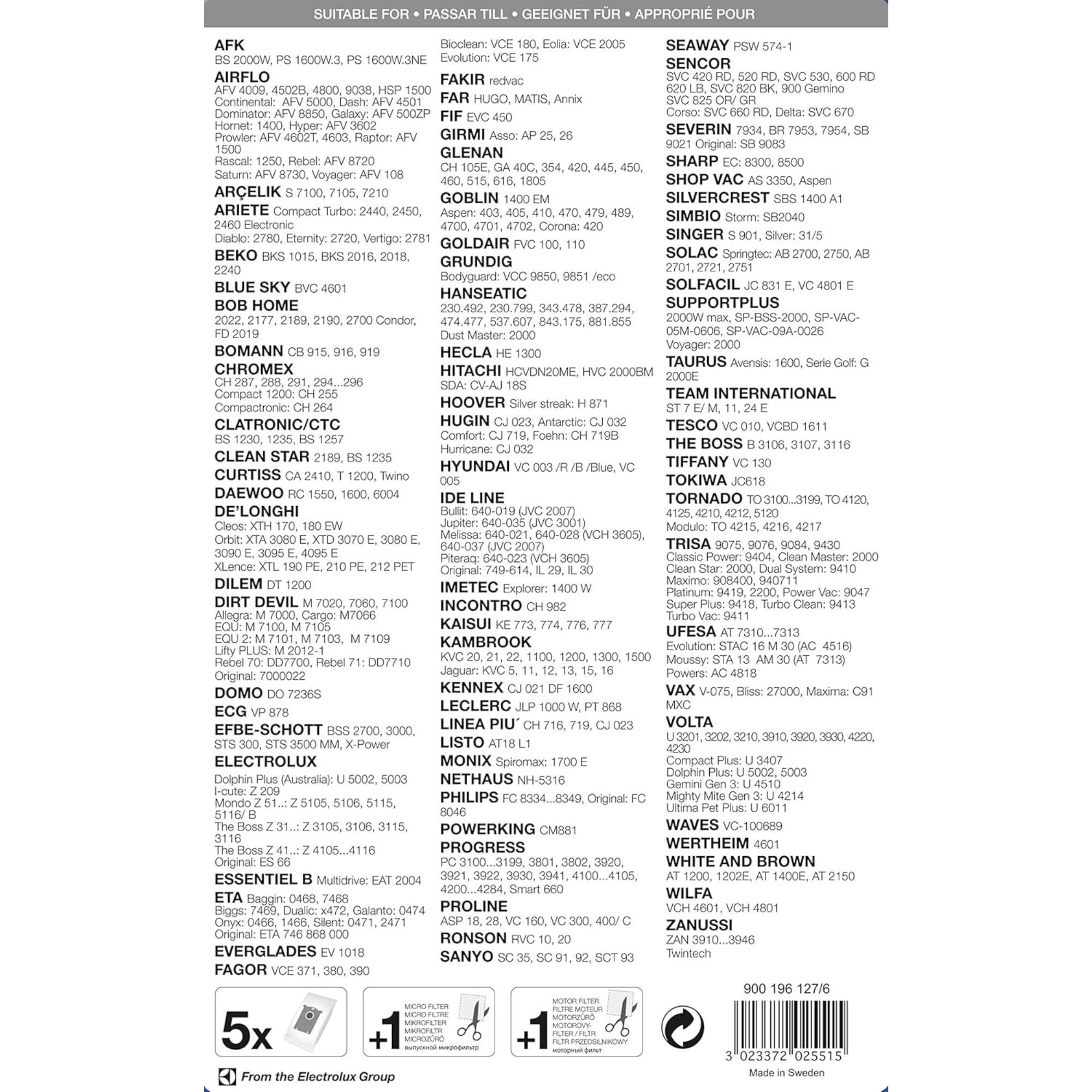 Menalux 1900 Duraflow 5 sacs d'aspirateur - 4