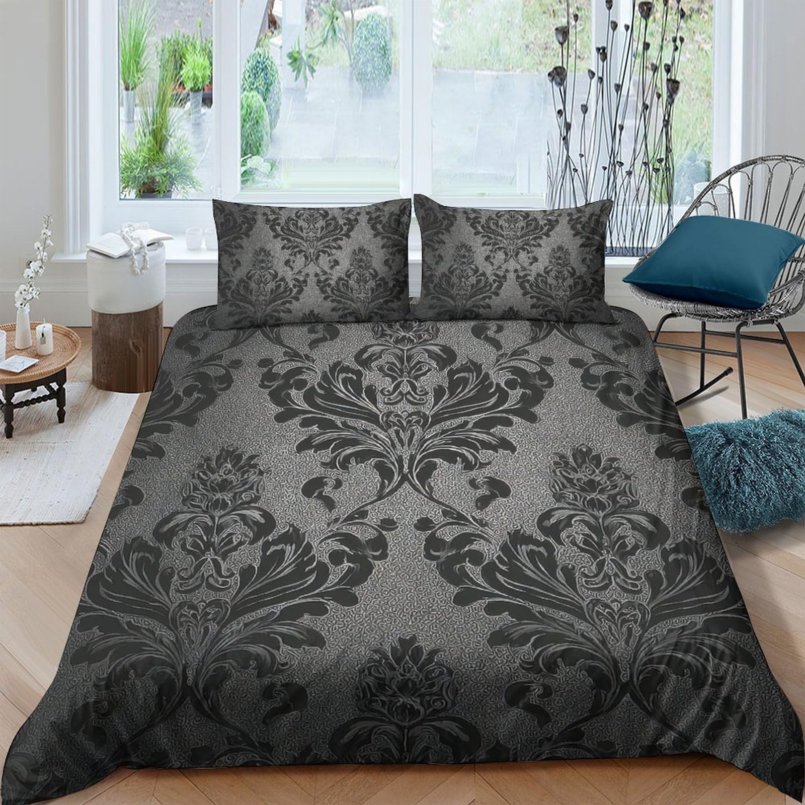 3D Printed Baroque Quilt Cover, Microfiber Duvet Cover Hidden Zipper for