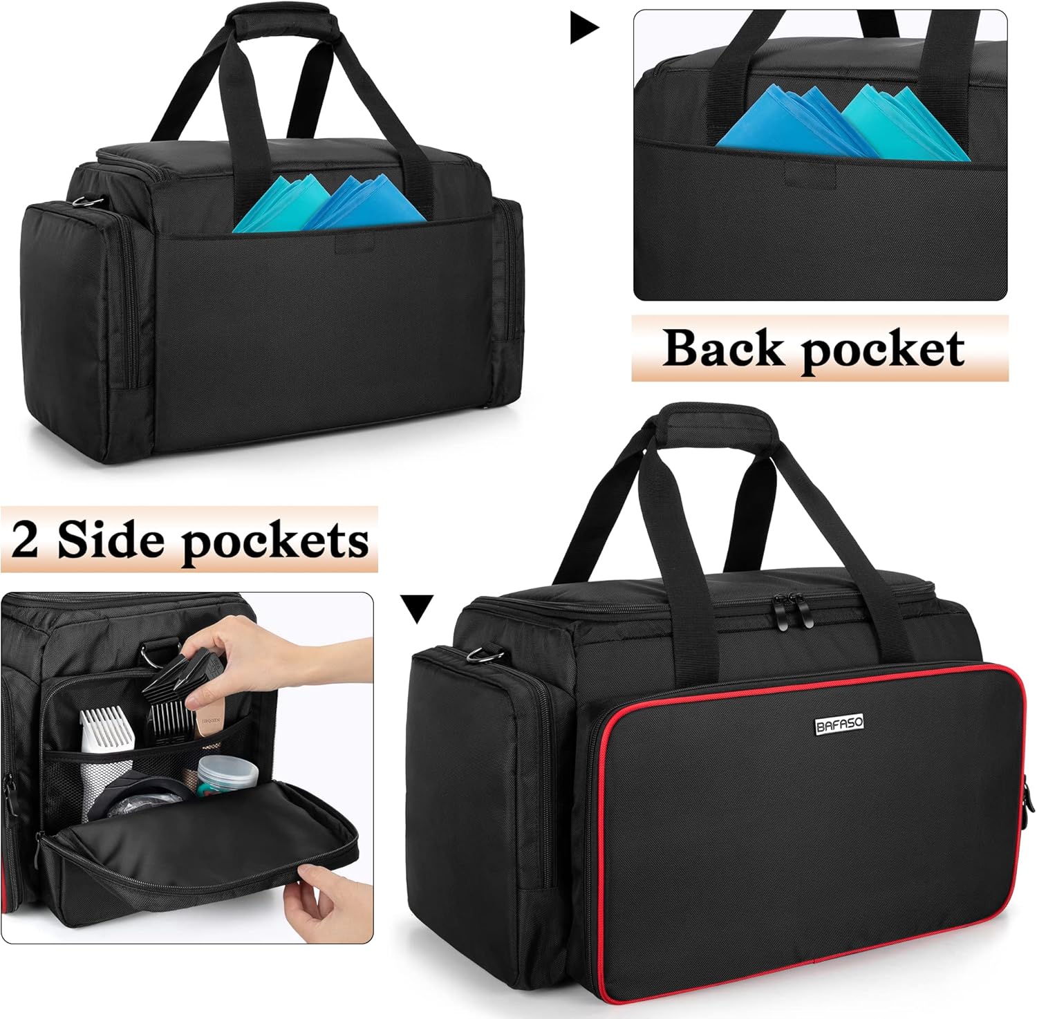 BAFASO Large Capacity Hairdresser Bag with Adjustable Dividers, Travel Barber Case Holds Various Hair Cutting Tools (NO ACCESSORIES), Black : Beauty & Personal Care