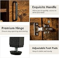 Vista 6 de Giantex Armario industrial para vino, aparador de bufé, armario de cocina independiente, estante de malla, armarios de 2 puertas, mesa consola