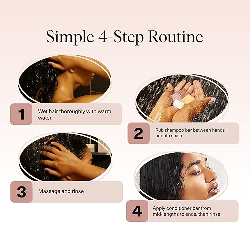 Miniatura 7 de Kitsch Juego de champú y acondicionador, 4 barras de muestra con champú y acondicionador de agua de arroz, champú de aceite de ricino y