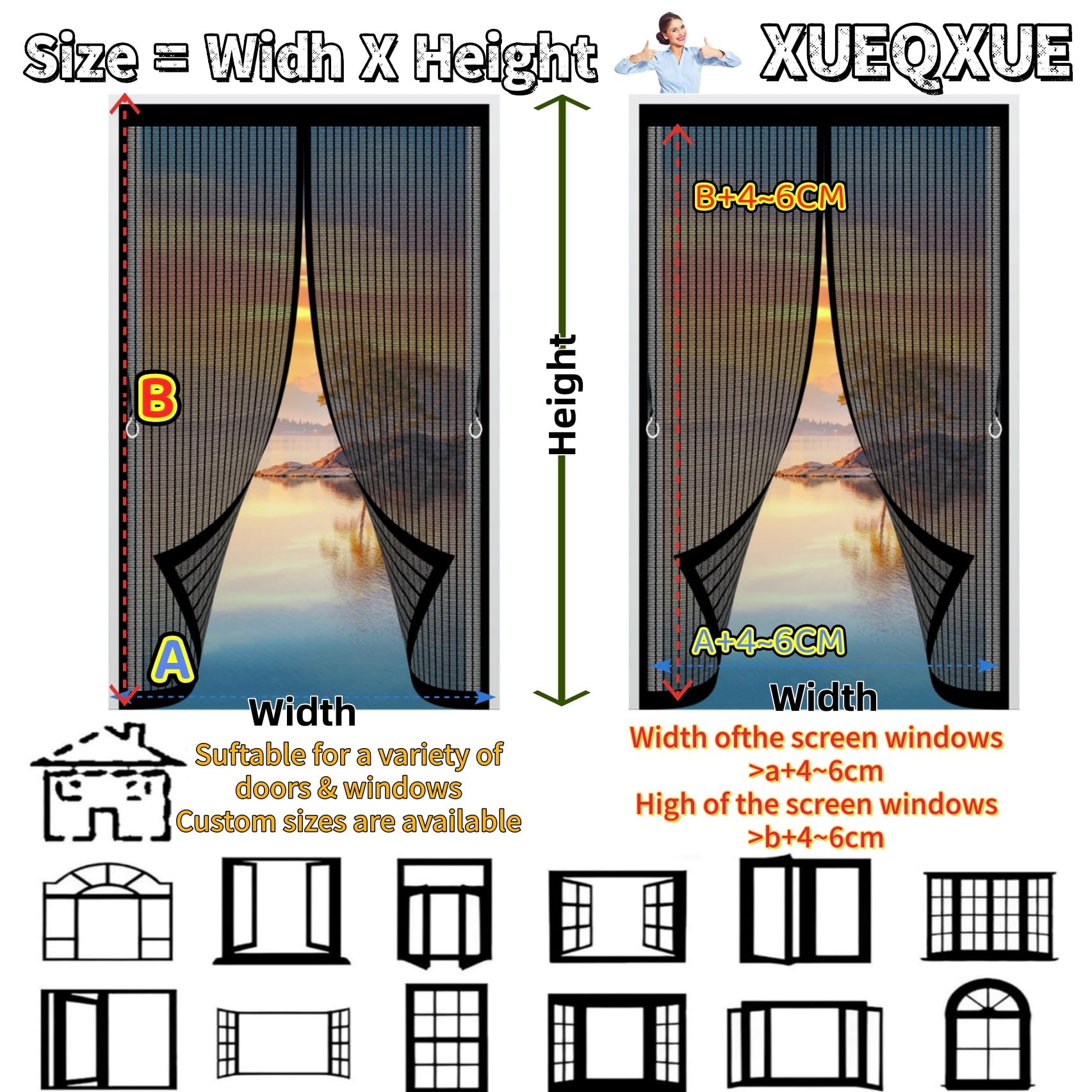 Insektenschutz Balkontür 185 x 200 cm Fliegengittertüren Ohne Bohren, Katzenkrallen Sicher, Stärkere Magneten, Nicht Kürzbar Fliegengitter Magnet Tur für Balkon Und Terrassentüren, Schwarz