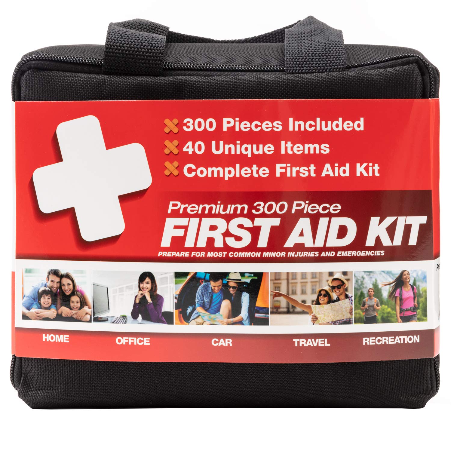 M2 BASICS 300 Piece (40 Unique Items) First Aid Kit | Free First Aid Guide | Emergency Medical Supply | for Home, Office, Outdoors, Car, Survival, Workplace