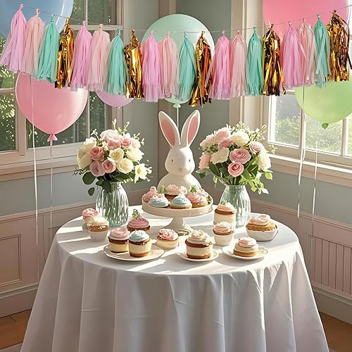 Miniatura 50 de Guirnalda de borlas brillantes de papel de seda, decoración de mesa, borlas para decoración de fiesta, suministros para bodas, cumpleaños, Negro