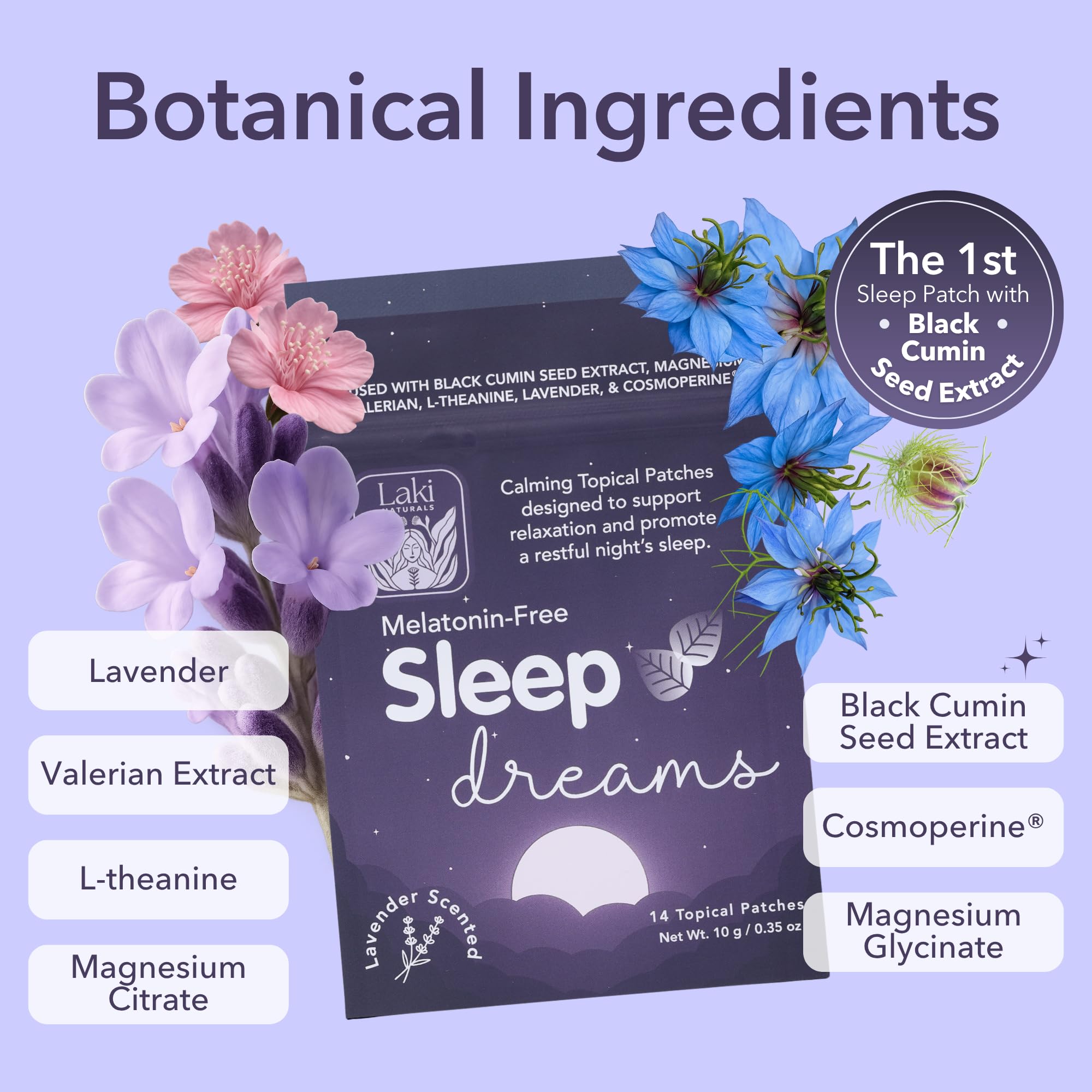 Laki Naturals Sleep Patches, Melatonin-Free Sleep Aid for Adults (14ct) — Amazon image 3