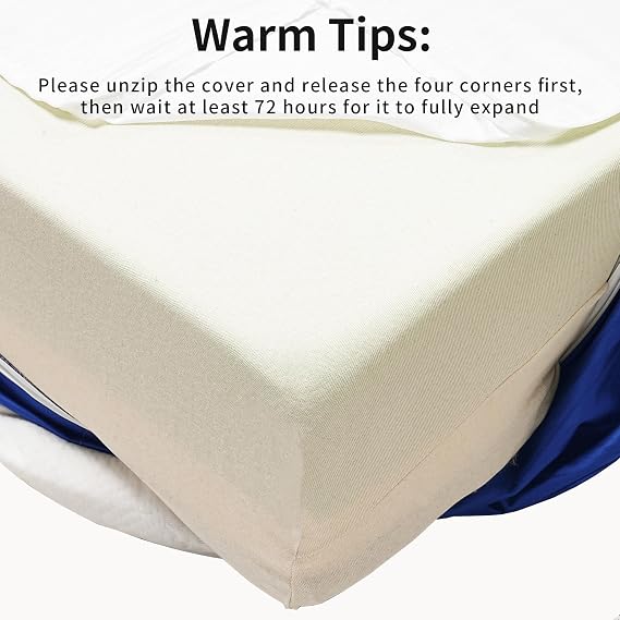 Gel Memory Foam Mattress, Medium Firm, CertiPUR-US Certified, for Support & Pressure Relief, with Removable Cover (White & Blue, King, 14, 14, Inches)