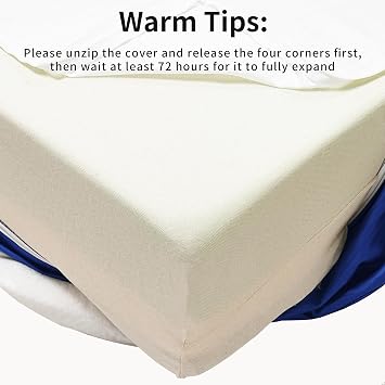 Gel Memory Foam Mattress, Medium Firm, CertiPUR-US Certified, for Support & Pressure Relief, with Removable Cover (White & Blue, King, 14, 14, Inches)