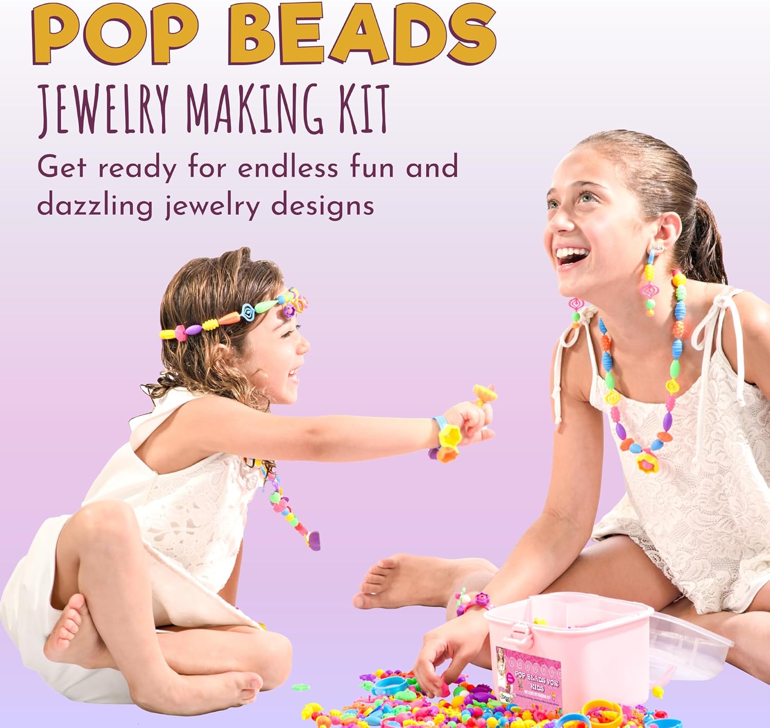 Orian Pop Beads Jewelry Making Kit for Girls, 500  Piece Set for Girls Ages 3 and Up,Colorful Snap Beads,Bracelet,Necklaces and Rings Unicorn Gift Bag