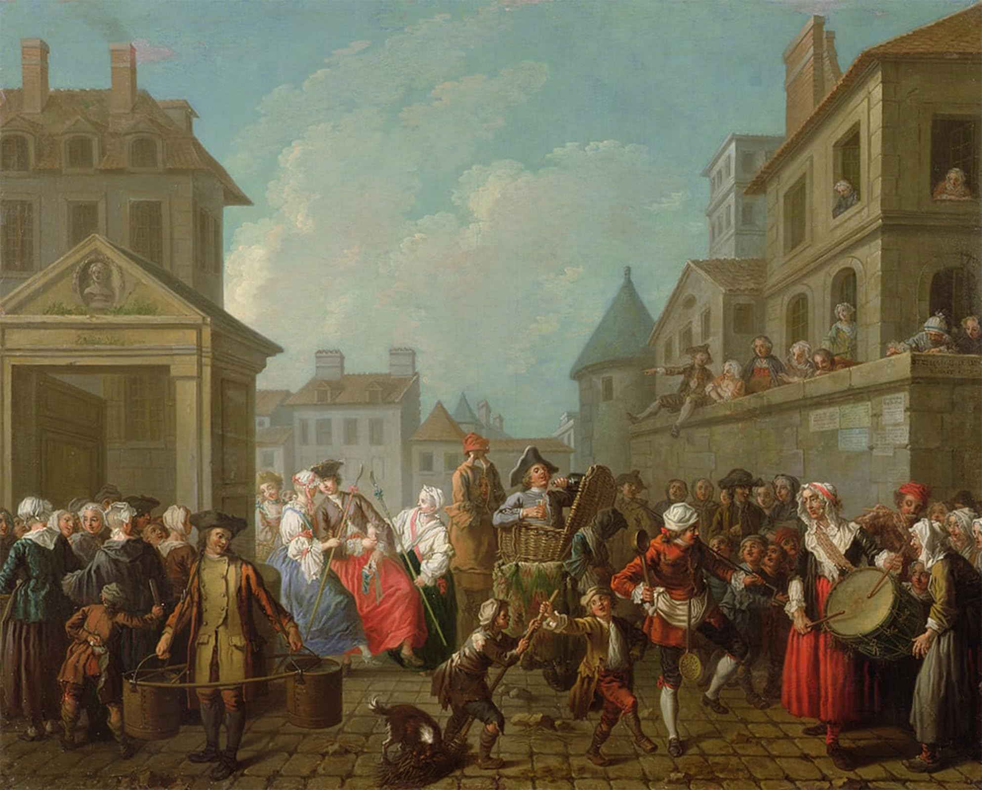 ARTXLXXBN Famous Art Print Poster Vintage Wall Art Street Carnival in Paris by Étienne Jeaurat Canvas Art Poster for Home Decor 60x90cm