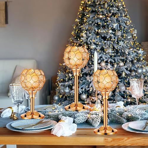 Miniatura 6 de Bokon 24 portavelas de cristal dorado a granel, centros de mesa para mesa, centros de mesa de boda, fiesta, inauguración de la casa, regalo