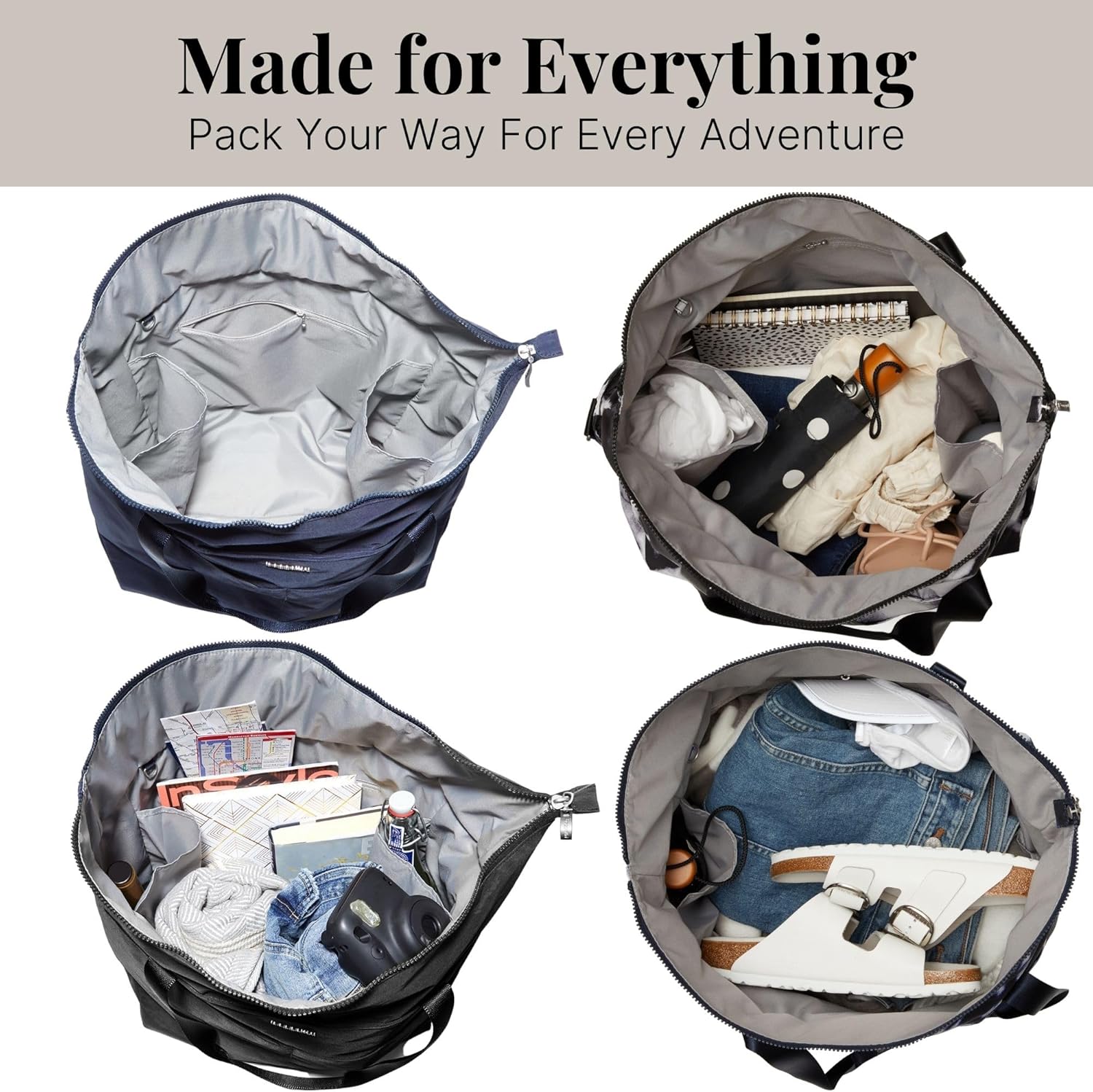 Baggallini Large Carryall Tote - Lightweight Nylon Zipper Top Weekender Travel Beach Bag w/Luggage Sleeve - Image 7