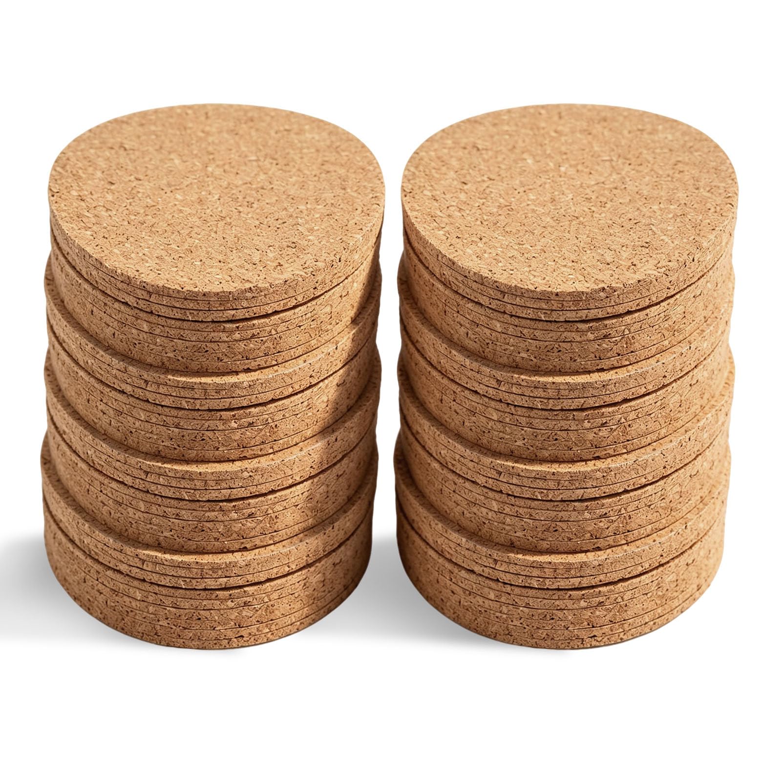 Juego de 100 Posavasos de Corcho para Bebidas. Posavasos de Madera Natural con Bordes Redondeados y Superficie Absorbente para té, café y Otras Bebidas frías o Calientes