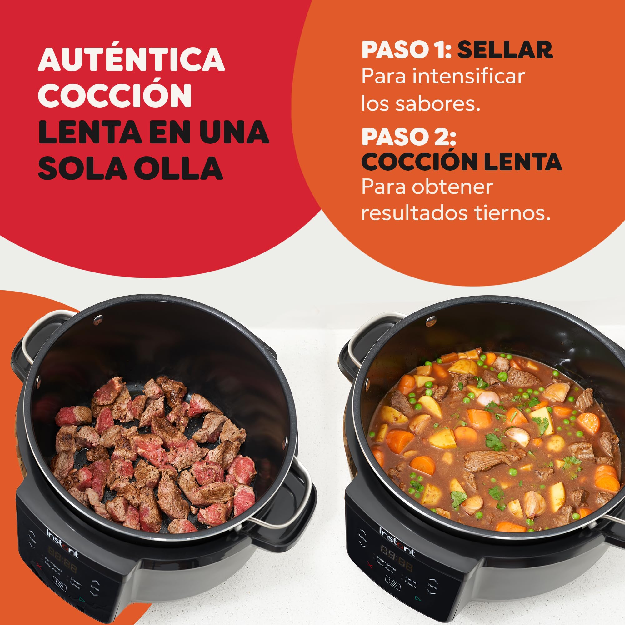 Instant Olla de Cocción Lenta Superior Gran Capacidad, Programable, Tapa De Cristal, 7.1L