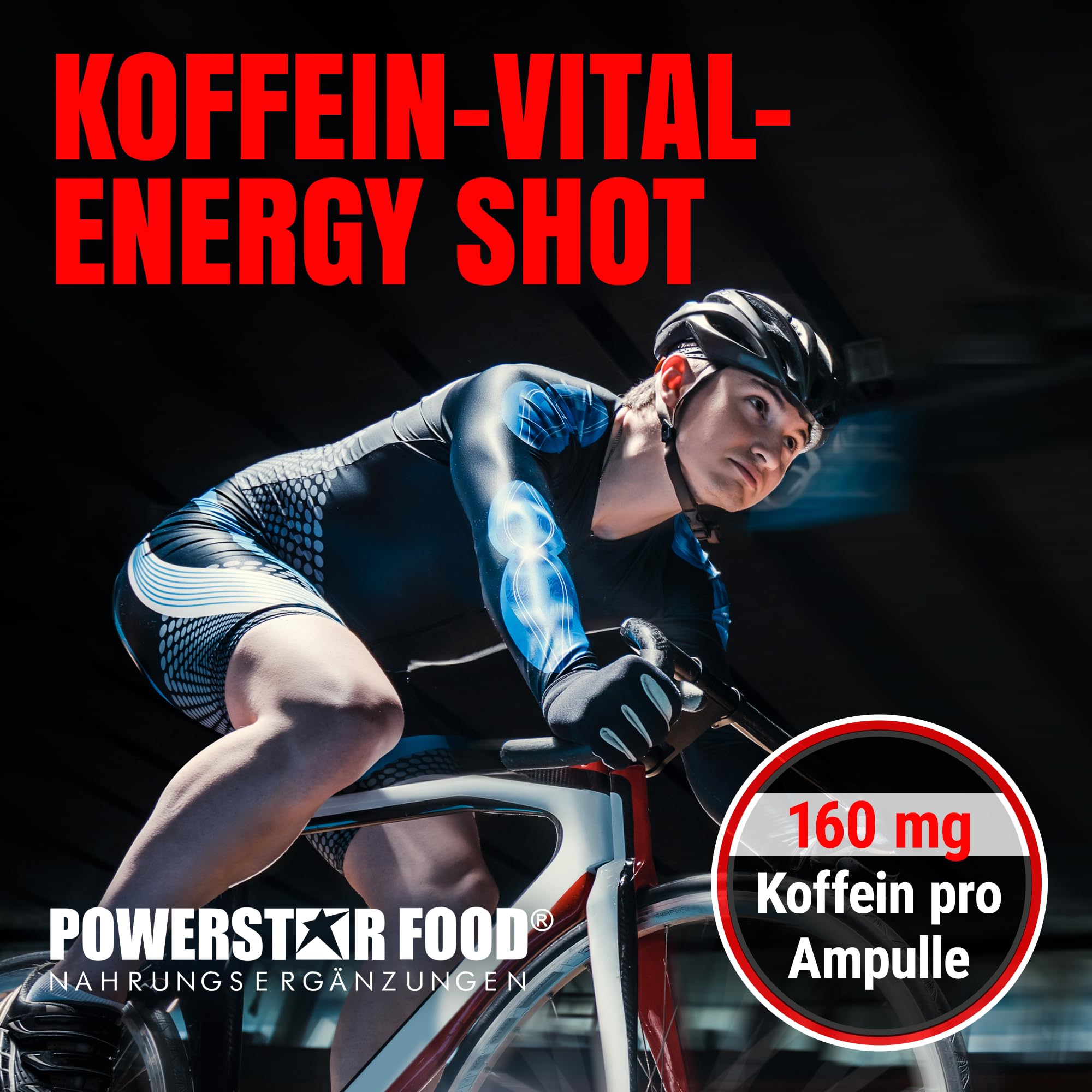 Powerstar COFFEE SHOT | 12 Energy Shots à 60ml | 160mg Koffein pro Shot | Mit Taurin, Guarana & Niacin | Deutsche Herstellung | Vegan & Hochdosiert | Für Fitness, Ausdauer, Lernen & Arbeiten