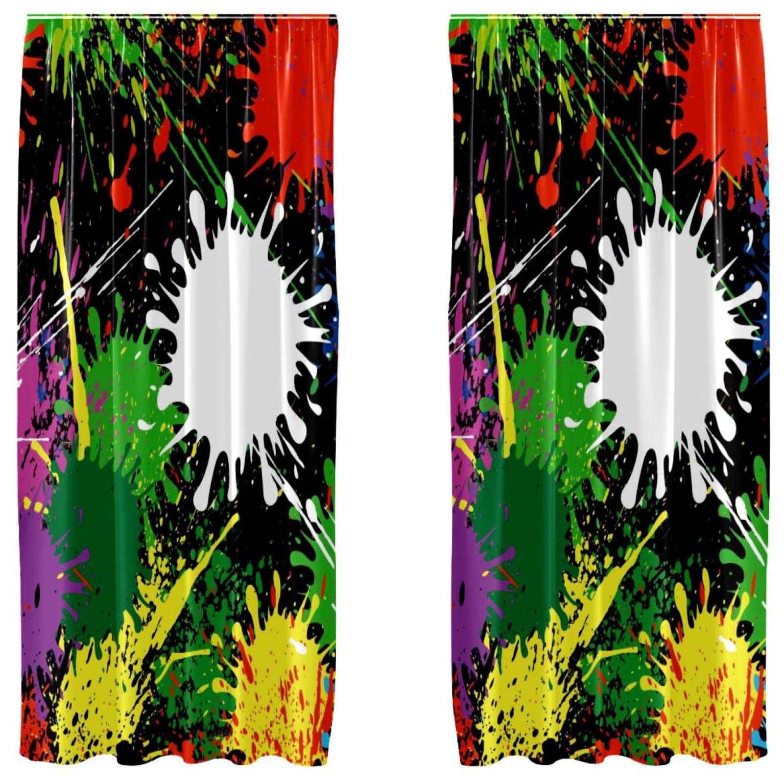 Rideaux légers décoratifs de fenêtre fond vert jaune 140x213
