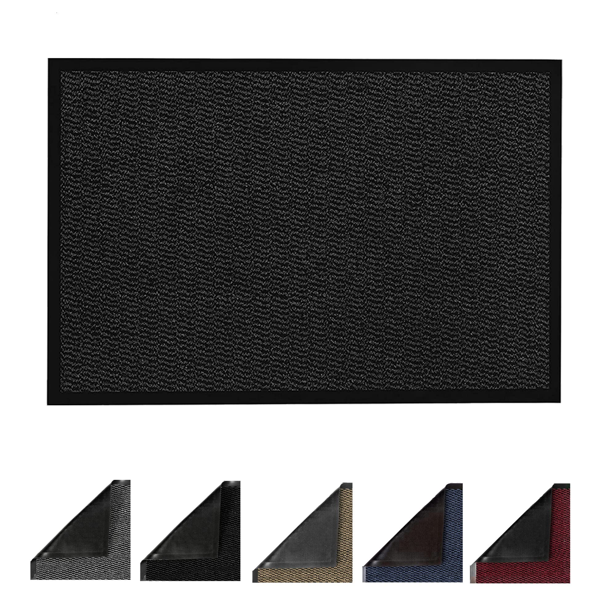 JKZ RUG AND DOORMATS Door Mats Non-slip Barrier Mat Indoor/Outdoor Kitchen Mat Heavy Duty Material Rubber Backed Door Mat Super Absorbent Small Large Barrier Mats Rugs (60 x 120 cm, Charcoal Black) โ image 1