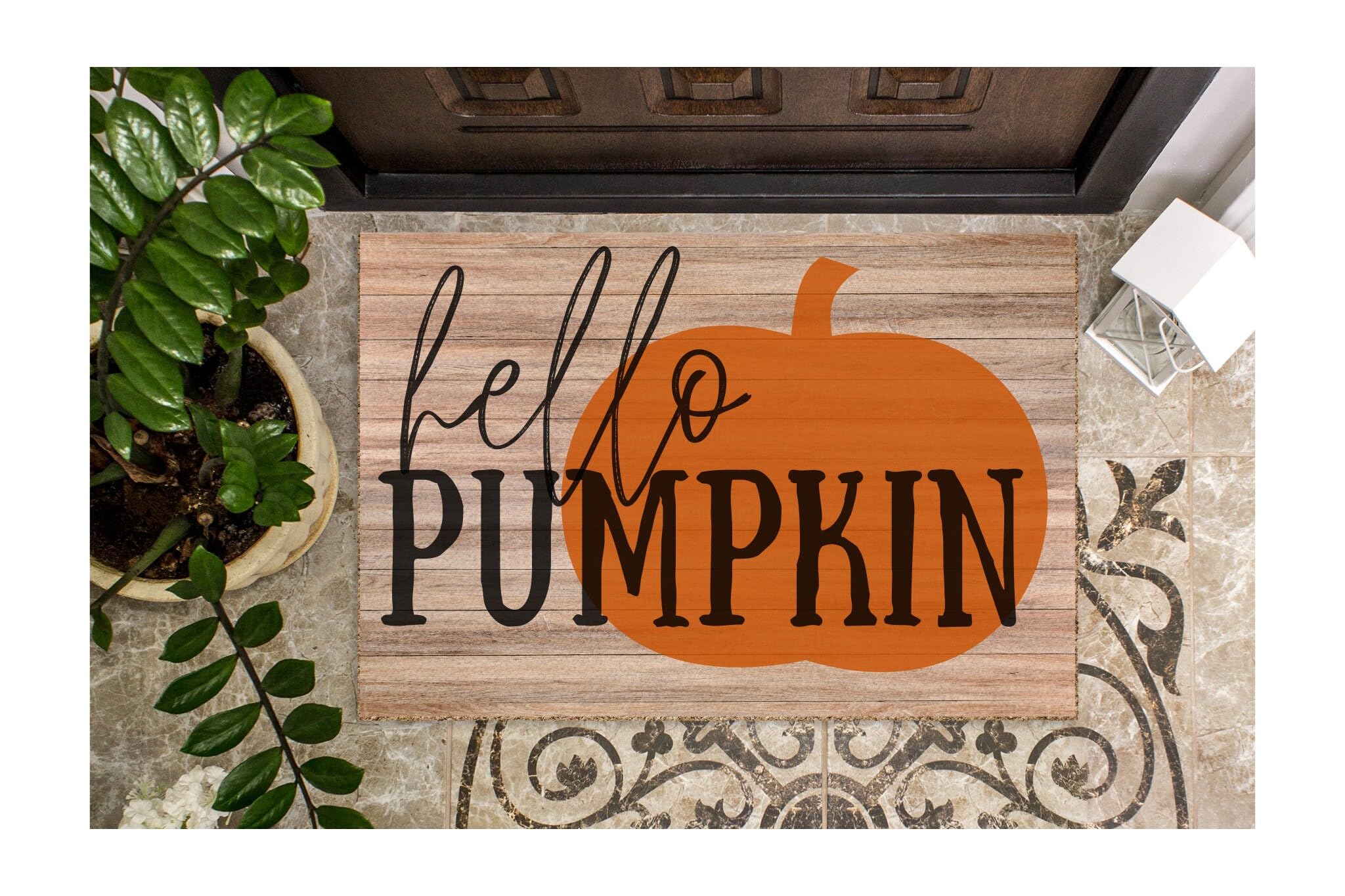 Hello Pumpkin Fall Entryway Outdoor Rug,Autumn Front Porch Decor,Thanksgiving Doormat,Halloween Doormat,Housewarming Gift 30x18 Inch