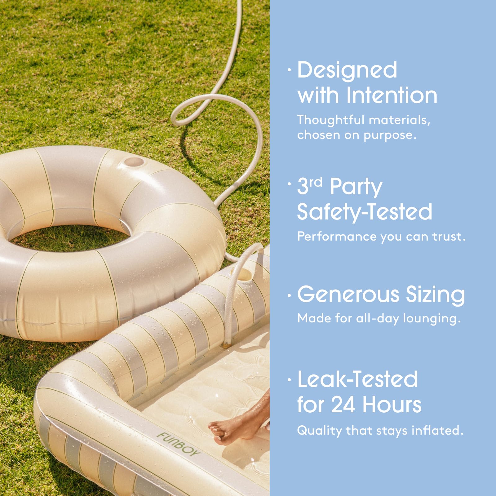 FUNBOY Flotteur de Piscine Gonflable à Rayures géantes avec Porte-gobelet, Chambre à air pour Adulte de 122 cm