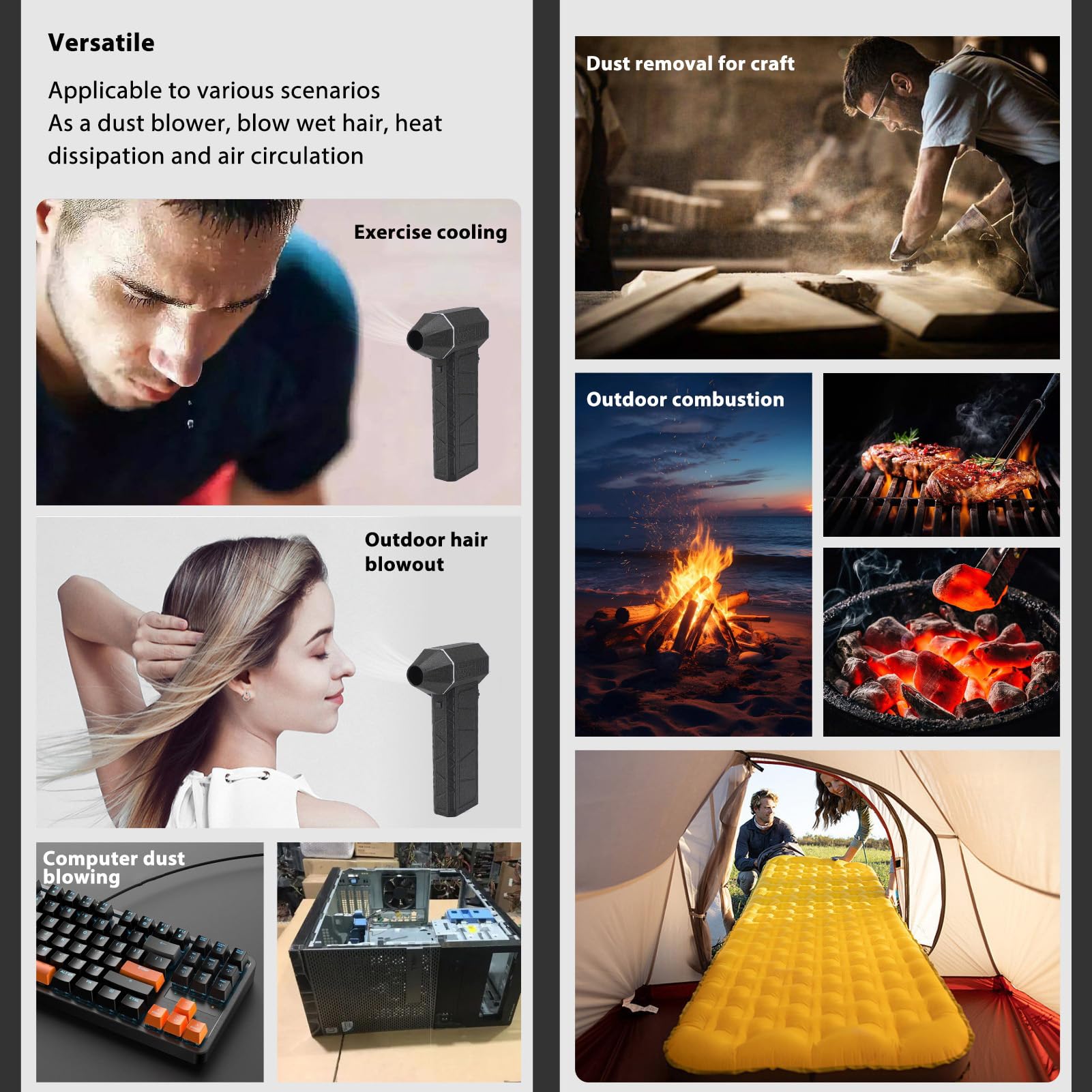 Gonetre Jet-Trockengebläse, Hochgeschwindigkeits-Turbofan, Leistungsstarker Bürstenloser Motor, Hand-Jet-Ventilator, Mini-Gebläse für Autoreinigung, Camping, Outdoor,