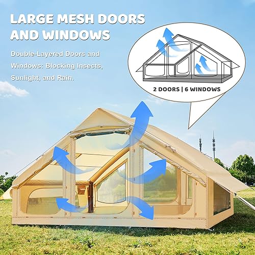 Miniatura 4 de Tiendas inflables para acampar, con bomba de mano, tienda de campaña inflable de fácil instalación para 4 estaciones, tienda de glamping