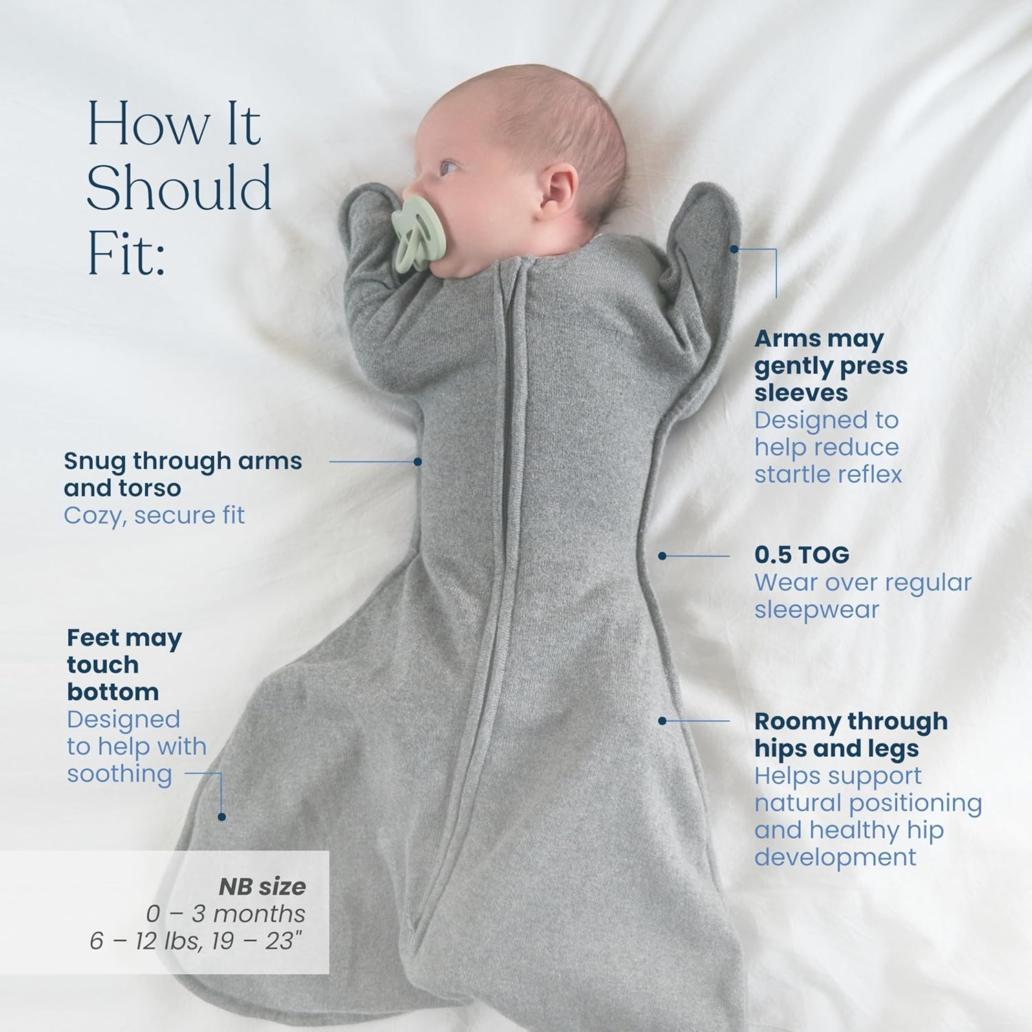 HALO Sleepsack SwaddleStretch, Arms Up or Extended Arms, Newborn Baby Swaddle, 0 – 3 Months, 0.5 TOG, Mushroom