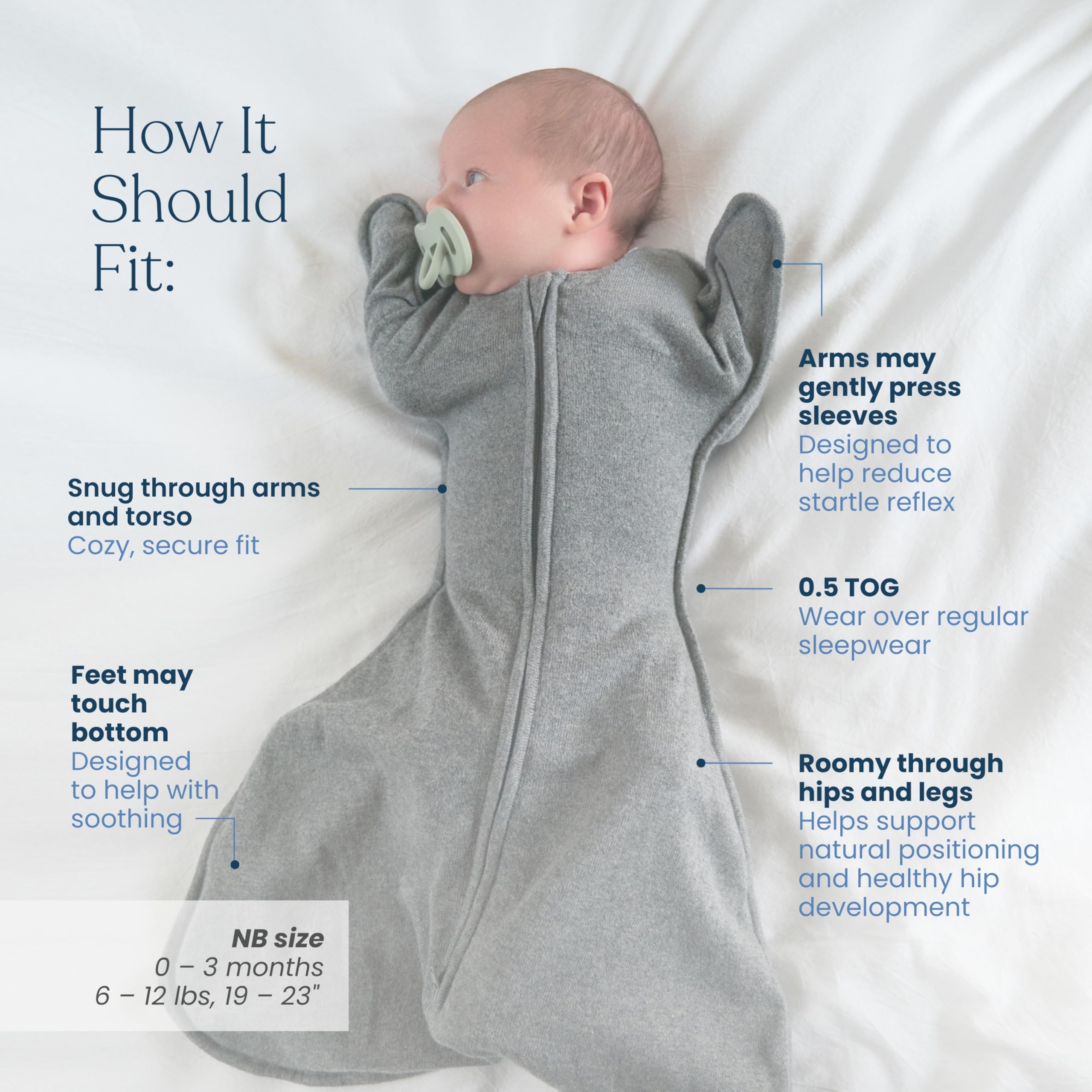 HALO Sleepsack SwaddleStretch, Arms Up or Extended Arms, Newborn Baby Swaddle, 0 – 3 Months, 0.5 TOG, Calm Sage — view 6