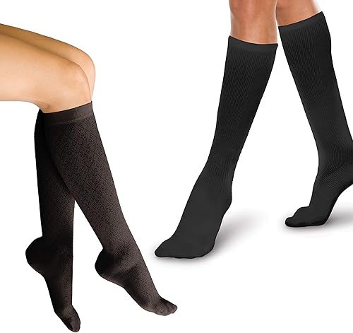 Miniatura 1 de Core-Spun & TherafirmLIGHT - Paquete de 2 calcetines de compresión graduados de luz médica de 10-15 mmHg para mujer, estilo casual y de vestir