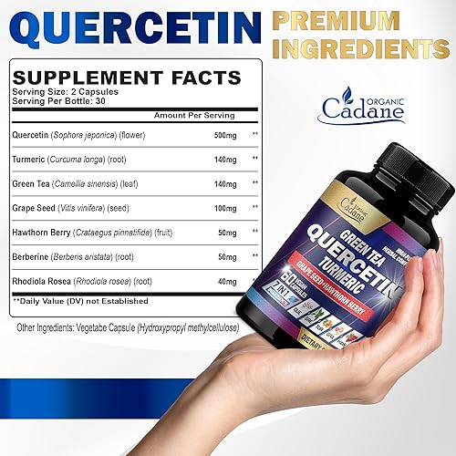 Miniatura 5 de Organic Cadane Suplementos de quercetina - 60 cápsulas de superalimentos