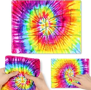 Marble Maze Mat Sensory Fidget Stress Relief Toys Tie Dye Maze Mat Tactile Sensory Toys Anxiety Relief Calming Toys for School Reduce Stress Improve Focus, 8.7 x 6.3 Inch (Novel Style)