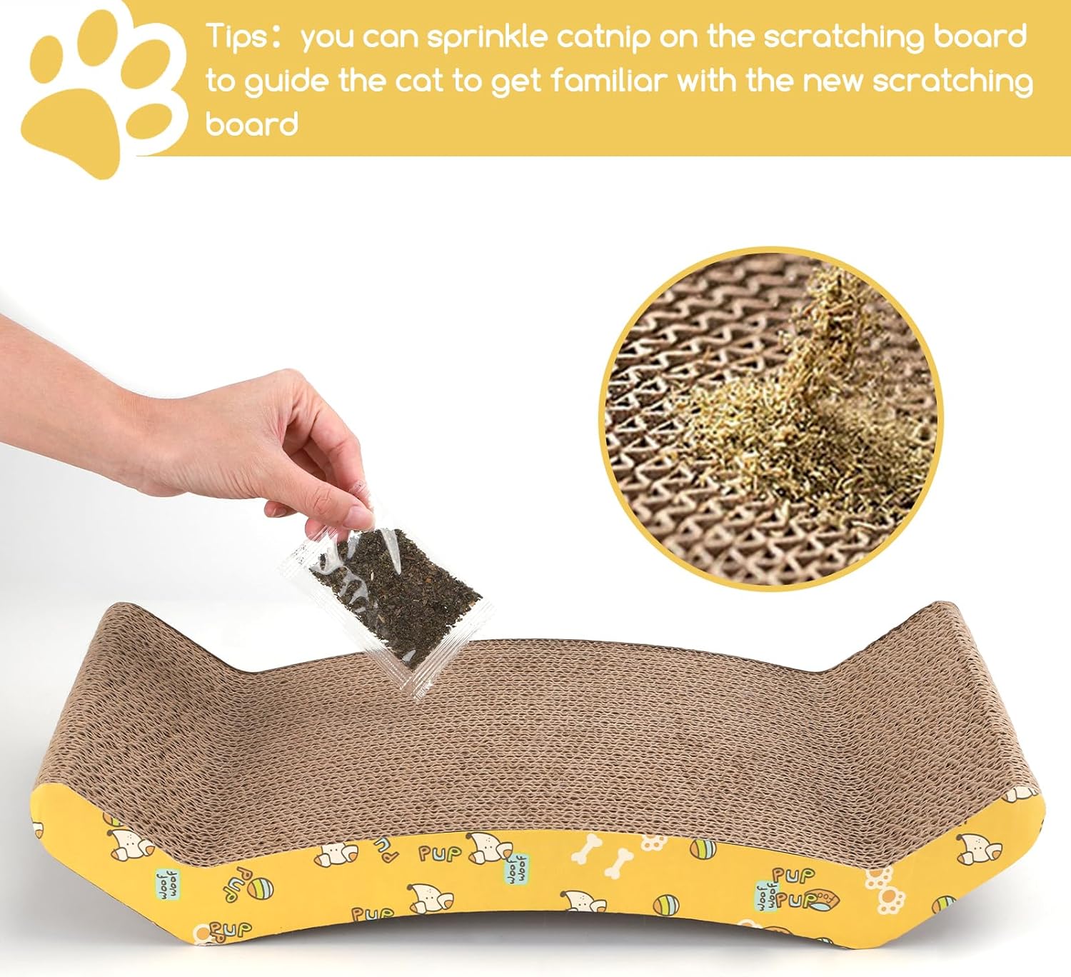 Nobleza 2Pcs Cat Scratching Board, Reversible Use Curved Shape Cat Scratcher with Catnip, High Density Corrugated Scratcher Cardboard, Durable Scratchers Pad Bed Sofa Lounger Set, Size 44 * 22 * 8 cm 5 81u7UF32WKL. AC SL1500