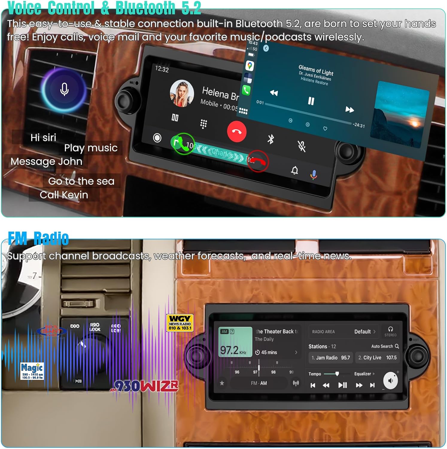 [4G+128G] Android 15 Car Radio for Dodge Ram 1500/2500/3500(2006-2008), Dodge Durango(2005-2008), Grand Cherokee(2005-2009), Support Wireless Carplay&Android Auto, 6.8 inch IPS Touchscreen