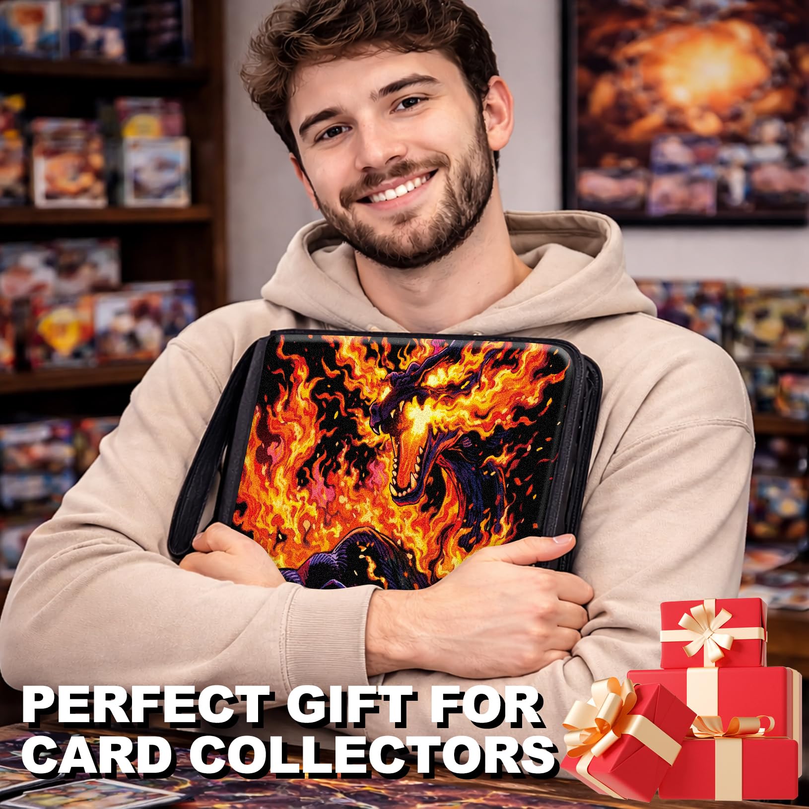 Raccoglitore per 1008 carte, 9 tasche, raccoglitore per carte collezionabili a 3 anelli, con maniche rimovibili da 56 pagine, ad alta capacità, impermeabile, porta carte collezionabili, per carte TCG