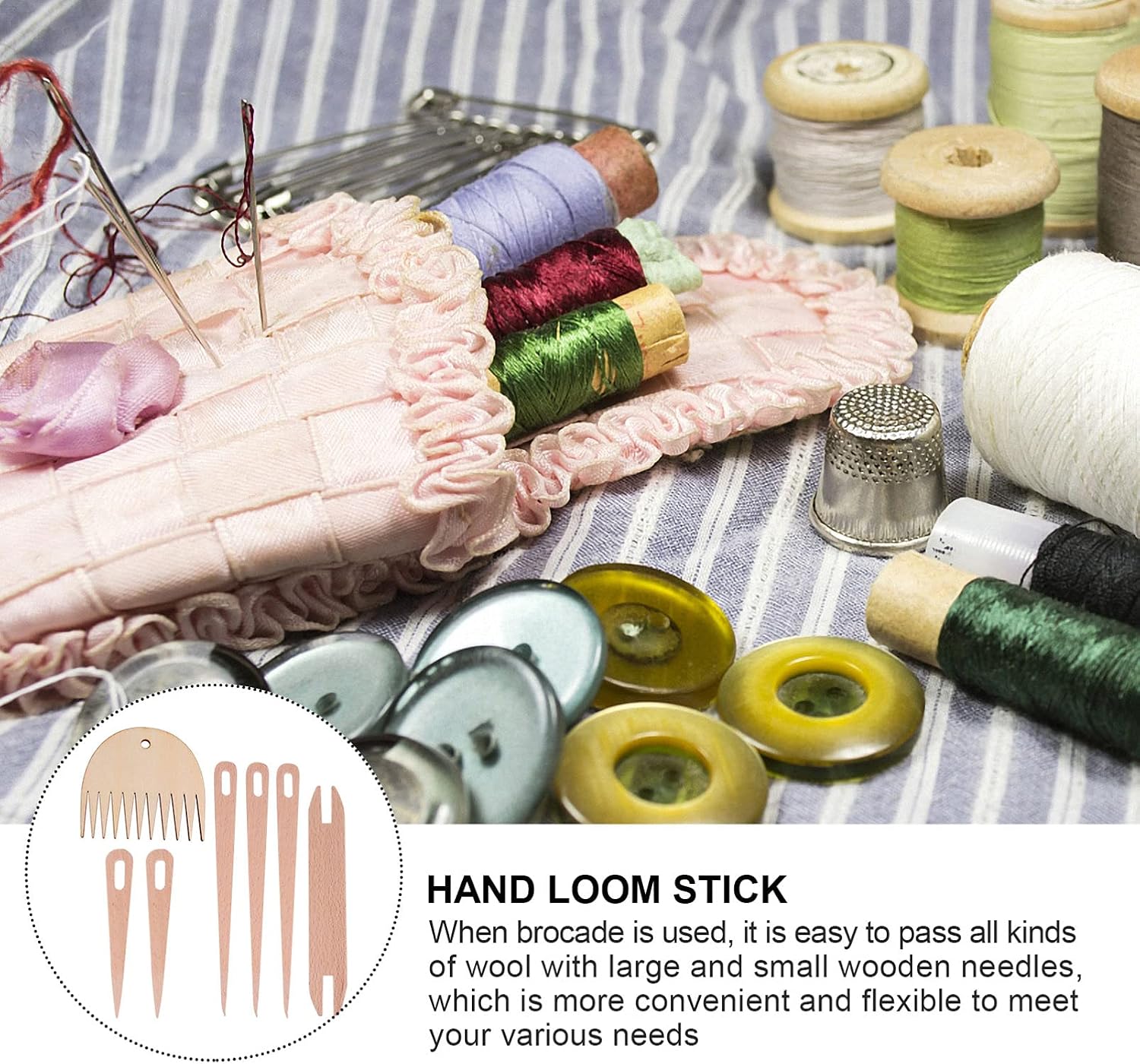 Gadpiparty 1 Set Wooden Weaving Loom Stick Crochet Needle Kit, DIY Tapestry Weaving Tools, Beige, 7.87 x 0.78 x 0.19 Inch