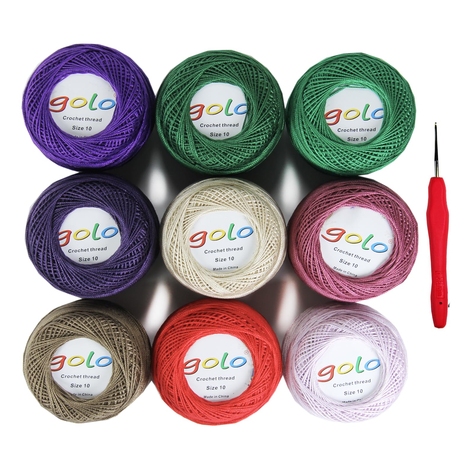 golo Crochet Thread Size 10 Embroidery Thread 10g X 9 Crochet Yarn for Hand Knitting — image 1