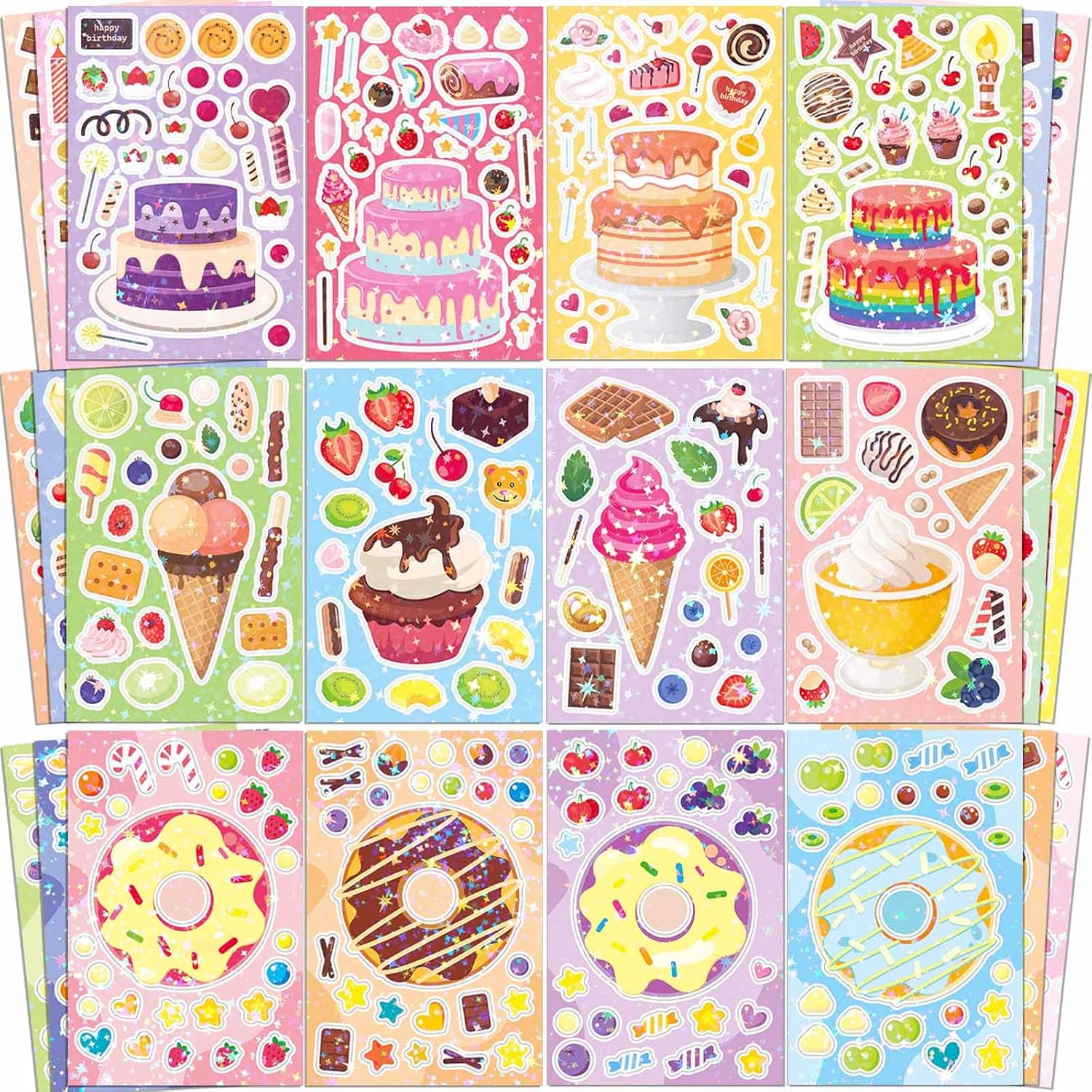 iGetooy 24 Sheets Make a face Stickers for Kids, Make Your Own Sticker Sheets with Stationery, Ball, Robot, Crafts Party Favors Goodie Bags Stuffers for Kids