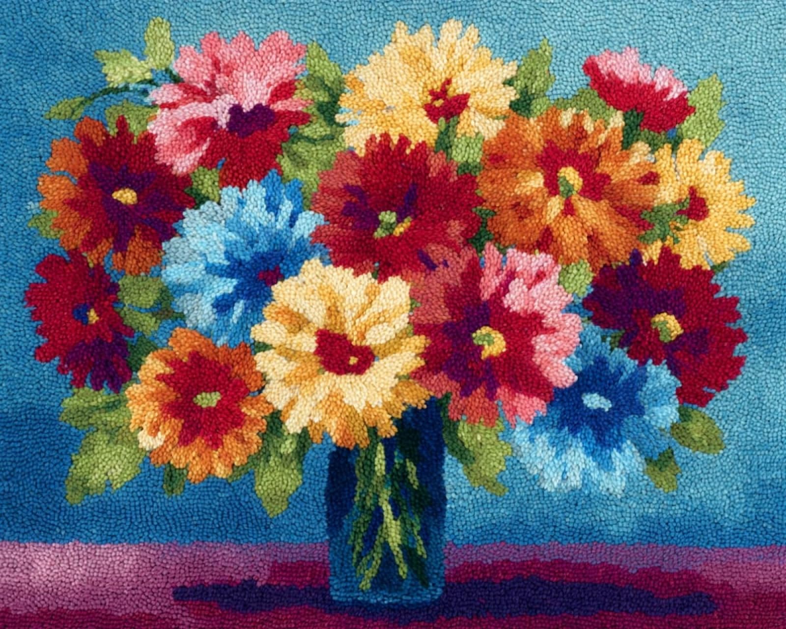 Wallphantom DIY Knüpfteppich Zum Selber Knüpfen,Wunderschöner Blumenkorb,Knüpfpackungen Für Teppiche Zum Selbermachen Für Familie Und Freunde,Handarbeit,Bastelset,Geschenk,80x160cm