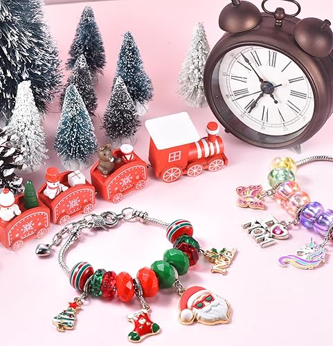 Miniatura 8 de Kit de fabricación de pulseras con dijes para niñas suministros de joyería de sirena, kit de pulseras de dije, juego de manualidades de arte para