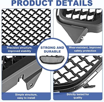 Front Bumper Grille Matte Black Grill Assembly Fits 2013-2019 Ford Taurus Fits 2013 2014 2015 2016 2017 2018 2019 Ford Taurus