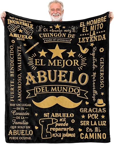 Givetoyou Regalos de Abuelo en español, Regalo para Abuelo, El Mejor Abuelo Del Mundo, Regalos de Abuelo de Nietos, Manta de Abuelo de 60 x 50