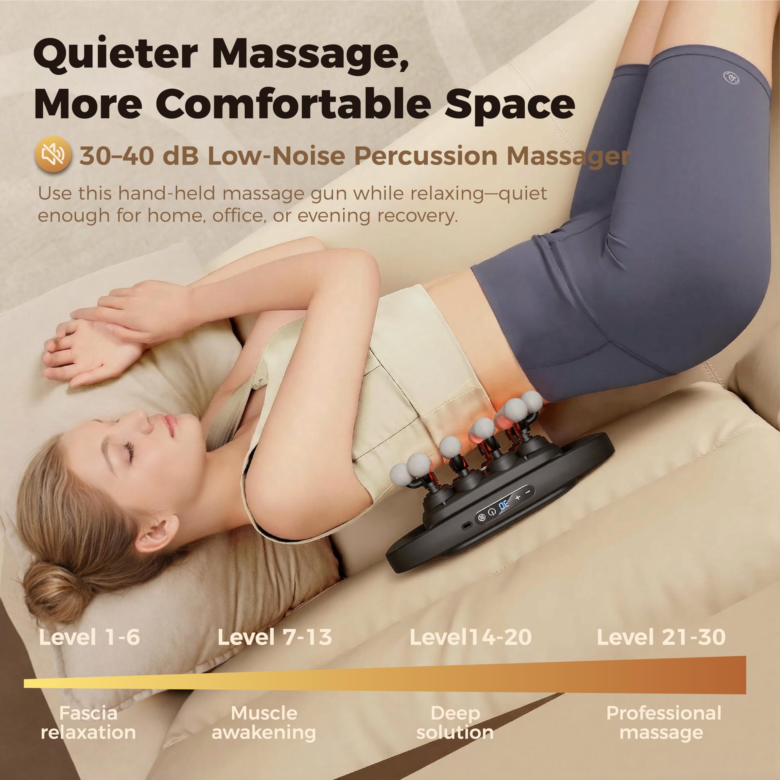 Massagepistole mit 20 Kopfen, Tiefengewebe-Massagepistole zur Muskelschmerzlinderung, leistungsstarkes elektrisches Massagegerät mit 3 Modi, 30 Stufen, leises Handmassagegerät für Rücken, Beine