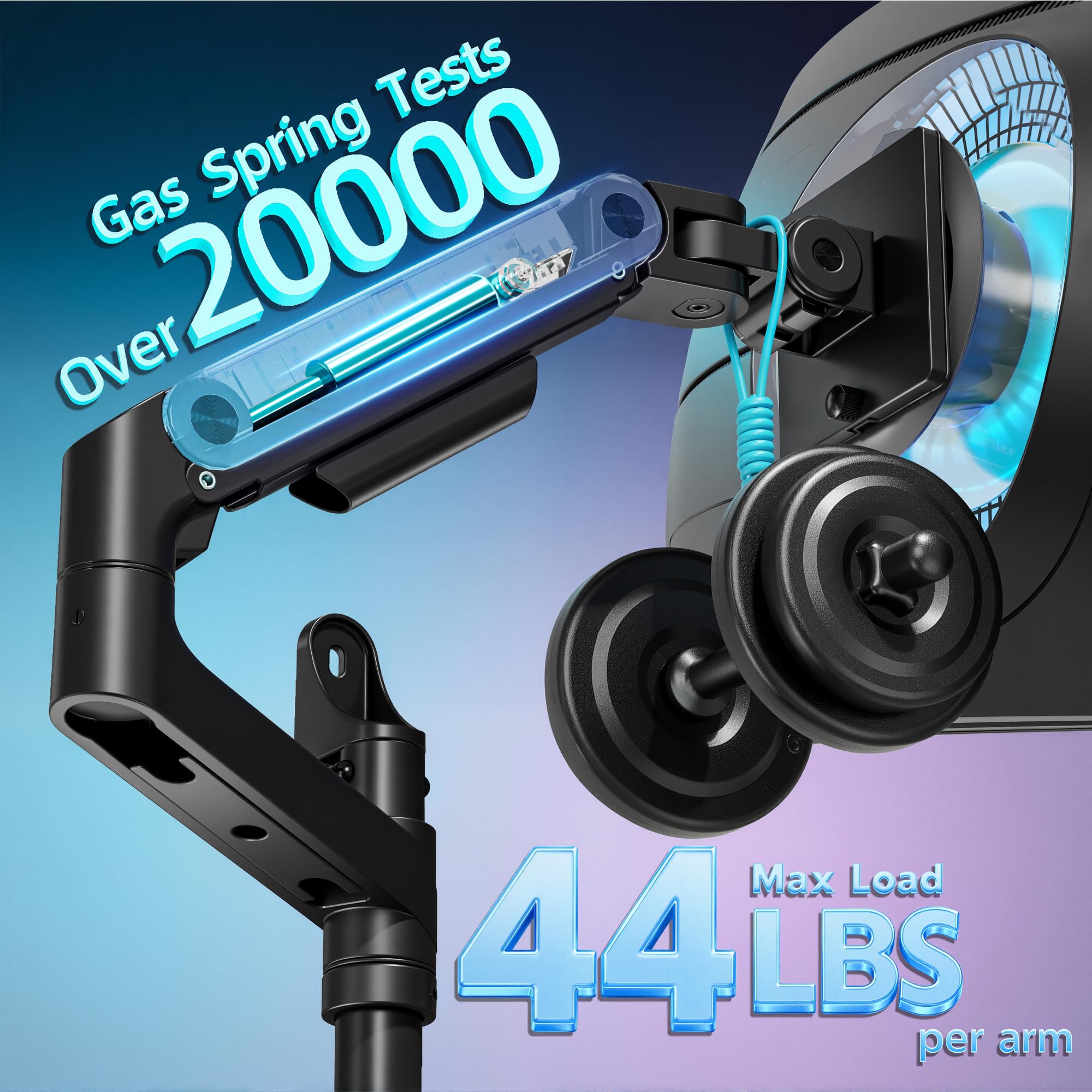 ARES WING Supporto da parete per 2 monitor Ultra Wide 17-49",Nero | 20 kg/braccio, molla a gas PC, monitor Hatlert, parete completamente regolabile, per ufficio e giochi, VESA 75/100