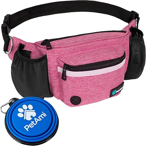 Miniatura 13 de Bolsa de cintura para perros PetAmi, bolsa de golosinas para paseos, entrenamiento, dosificador de bolsas para excrementos incorporado, soporte