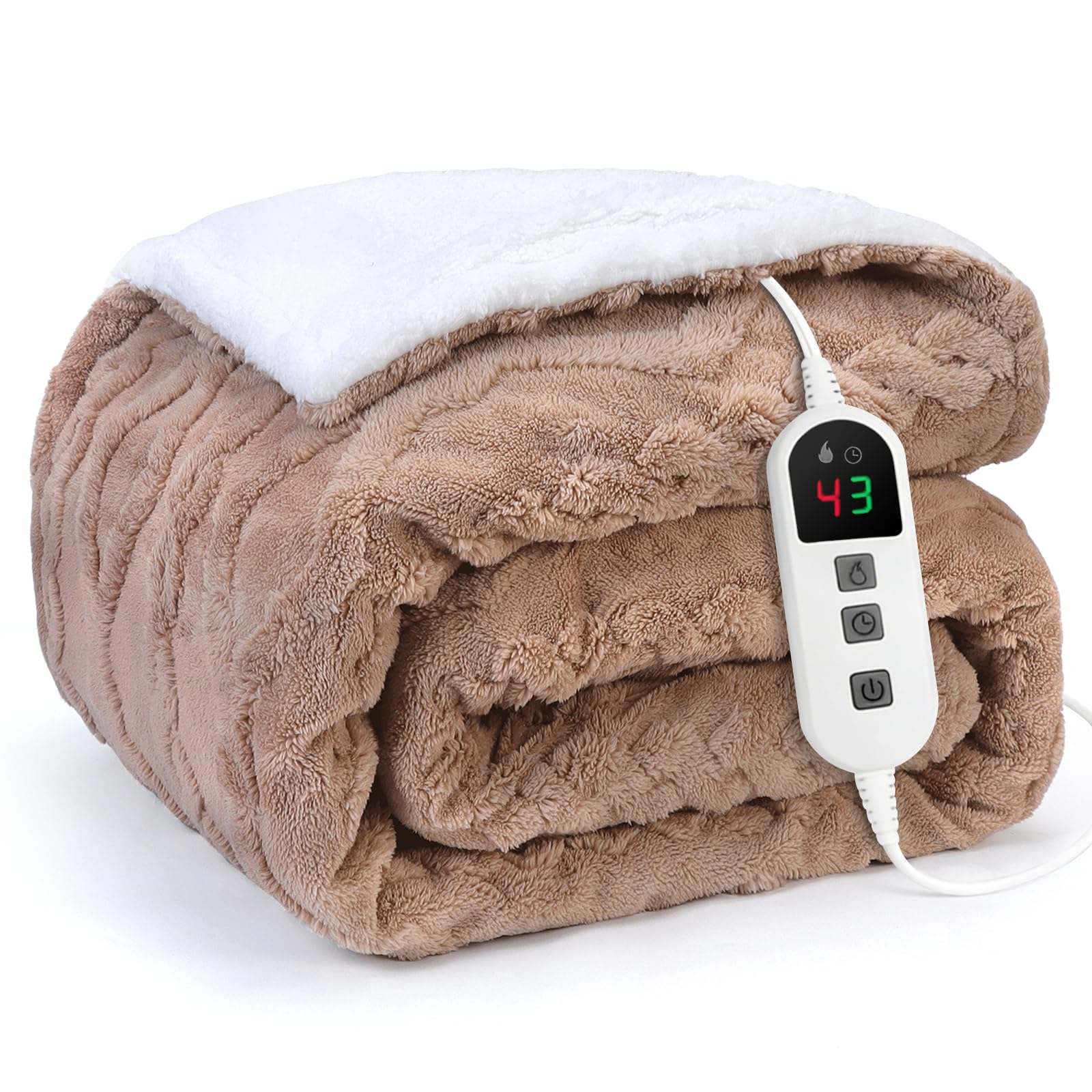 Electric Blanket Beige 200x150CM, Electric Throw Blanket, Machine Washable