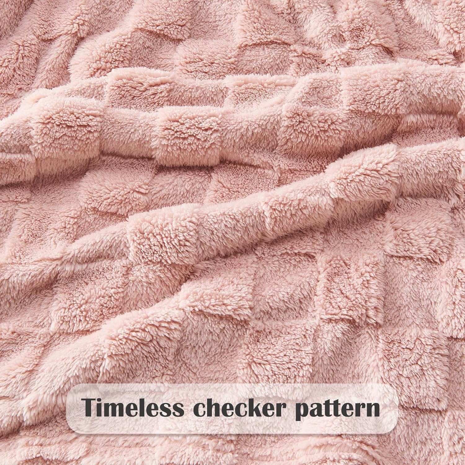 NEWCOSPLAY Super Soft Throw Blanket Pink Premium Silky Flannel Fleece 3D Checkered Lightweight Bed Blanket All Season Use (Pink Checkered, Throw(50"x70")) - Image 5