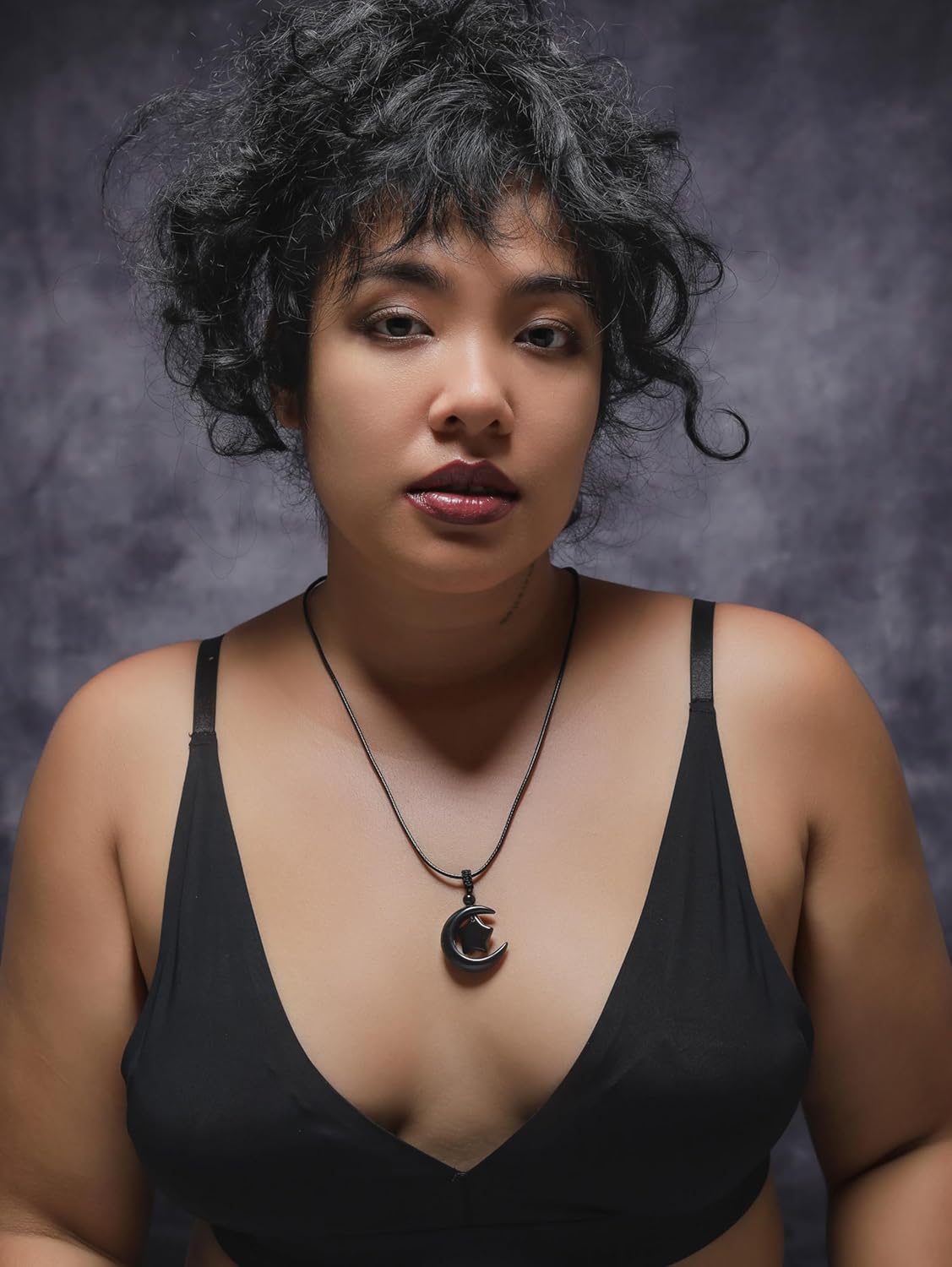 MINACHI Gothic Black Obsidian Moon Star Pendant Necklace with Braided Cord, Goth Celestial Jewelry Gift for Men and Women - Image 7