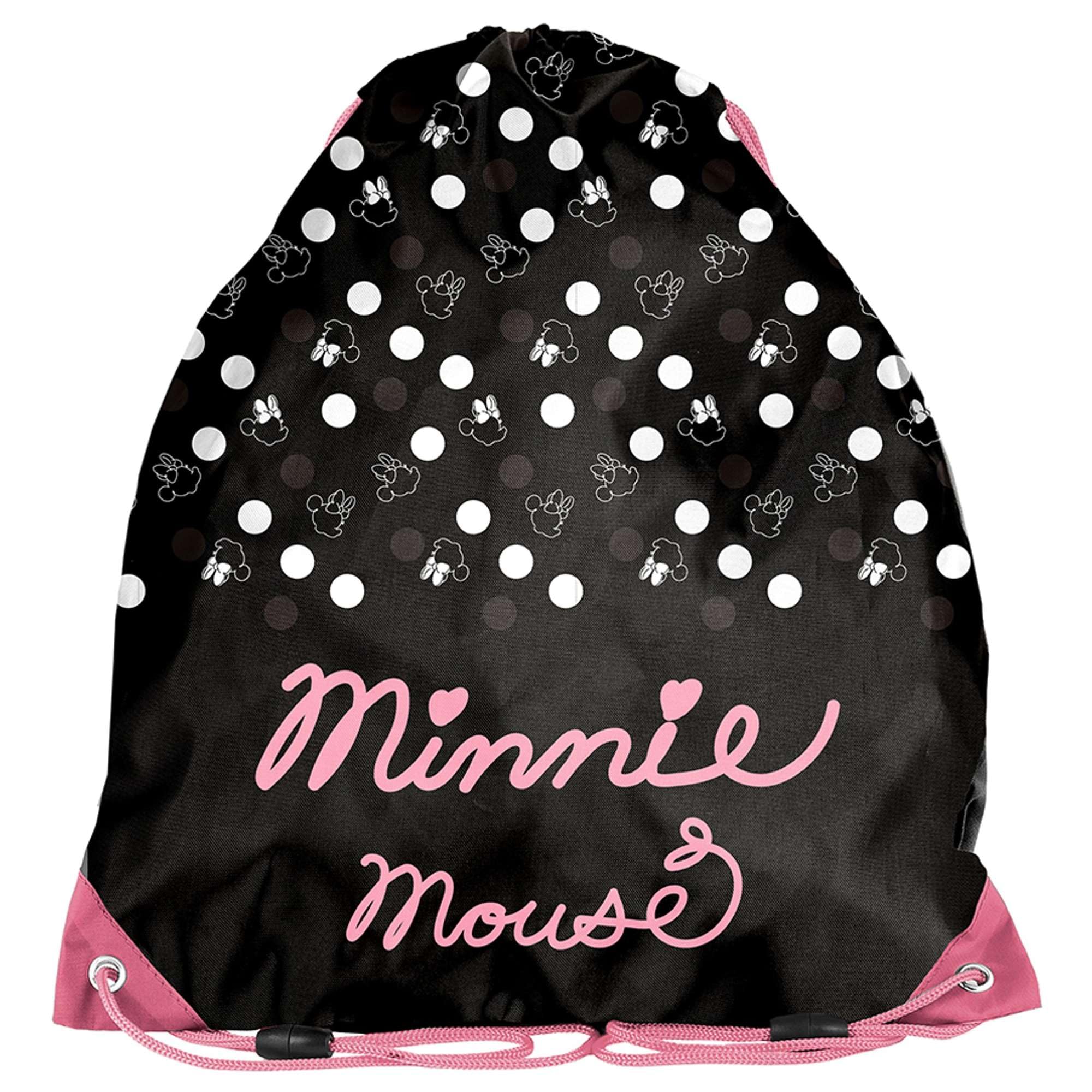 Paso school shoe bag shoes black and pink minnie mouse, black, school shoe bag, Black, 38 x 34 cm, Designer
