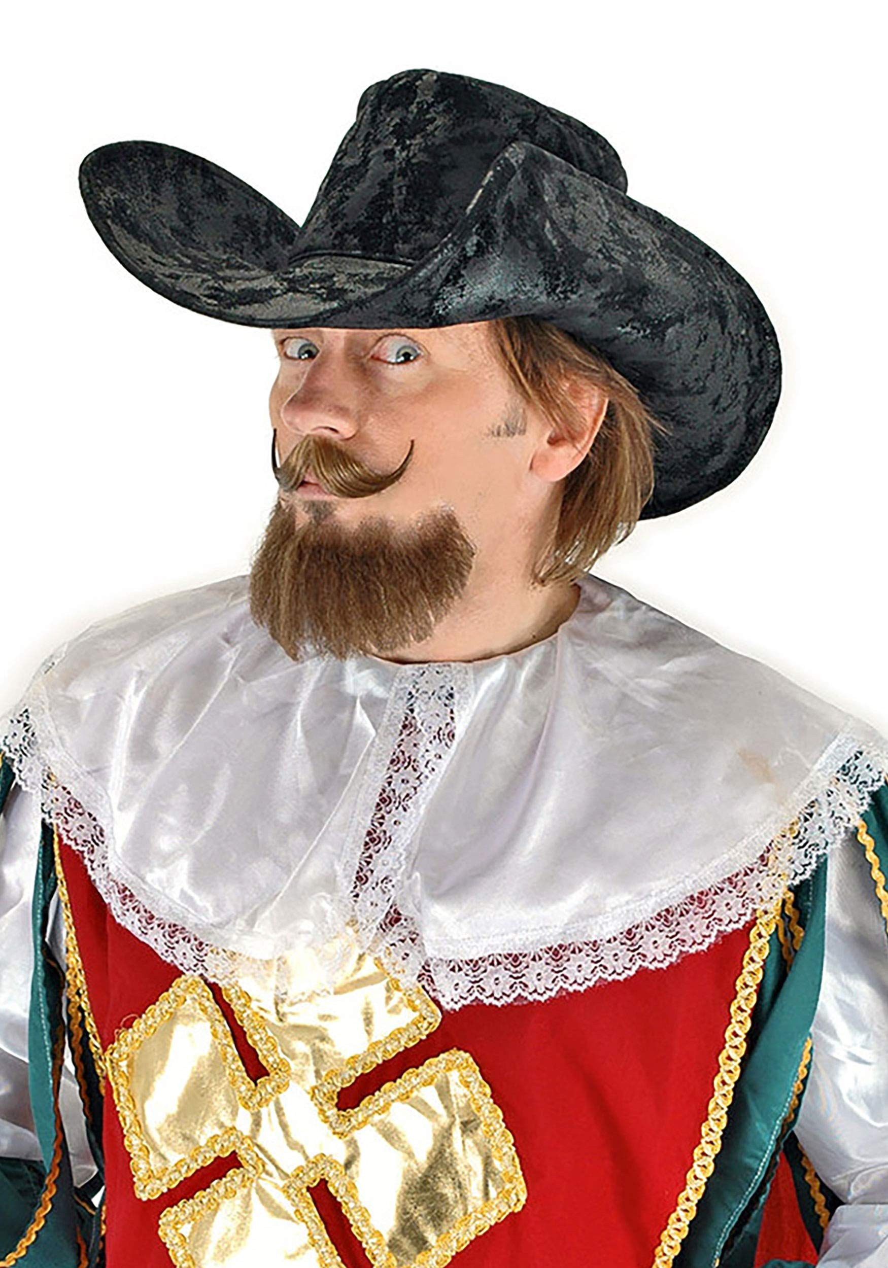 Three Musketeer Costume Hat - Shaped Hat with Wire Brim and Adjustable Fit, Renaissance Headwear